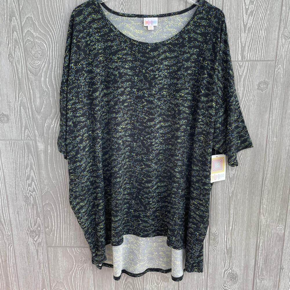 Lularoe Classic Womens Oversized T-Shirt Top Black Gold Geometric Print Sz 3XL